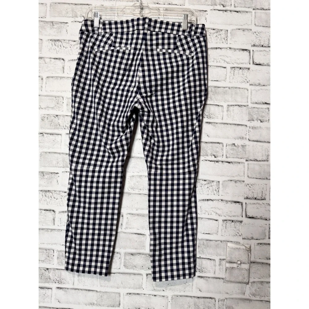 J. Crew Winnie‎ Pant Navy White Gingham Check Ankle Length Size 8